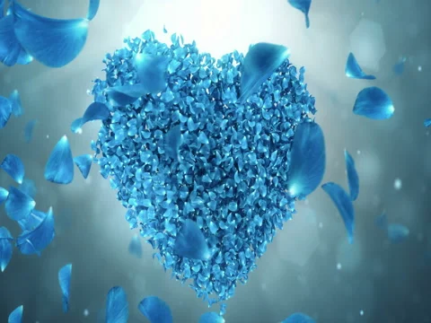 Whirl Rotating Blue Rose Flower Petals In Heart Shape Background Loop 4k Stock Footage 71475813