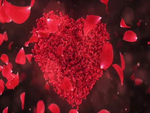 Whirl Rotating Red Rose Flower Petals In Lovely Heart Shape Background Loop 4k Stock Footage 71490232