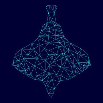 Whirligig in low poly triangulation triangulated polygonal electric cyan bl.. Stock Illustration