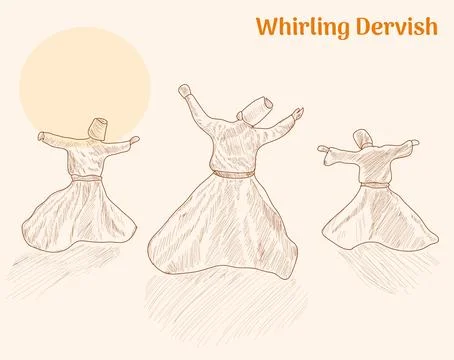 Whirling dervish hand drawing vector illustration Stock Illustration