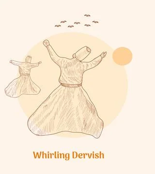 Whirling dervish hand drawing vector illustration Stock Illustration