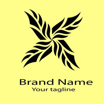 Whirling Leaf X logo design Stock Illustration