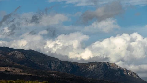 Whirlwind of clouds over the mountains, time lapse Stock Footage 117250175