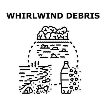 Whirlwind debris contributing to environmental pollution concept Stock Illustration