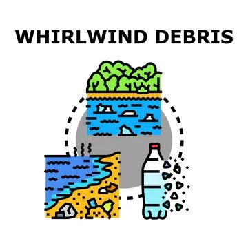 Whirlwind debris contributing to environmental pollution concept Stock Illustration