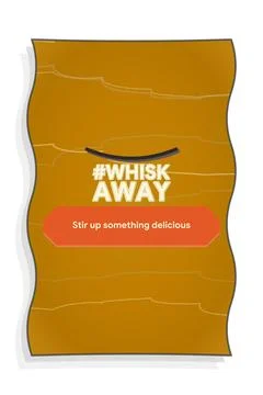 WHISK AWAY typography with industrial rust gold palette and carved line letterin Stock Illustration