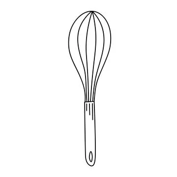 Whisk in hand drawn style isolated on white background for poster, label or Stock Illustration