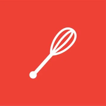 Whisk Icon On Red Background. Red Flat Style Vector Illustration Stock Illustration