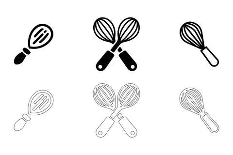 Whisk icons set Stock Illustration