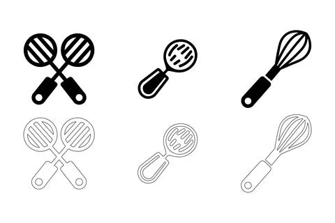 Whisk icons set Stock Illustration
