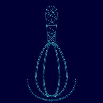 Whisk low poly triangulation triangulated polygonal electric cyan blue vibran Illustration
