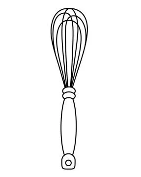 Whisk - vector linear illustration for coloring. Outline. Whisk - Kitchen tool Stock Illustration