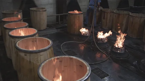 Whiskey Barrel Fire Stock Footage 62994784
