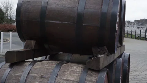 Whiskey Barrels Stacked Video stock 236713038
