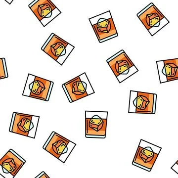 Whiskey beverage drink vector seamless pattern Stock Illustration