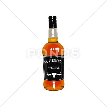 Whiskey Bottle Drawing Isolated On White Background Stock Illustration