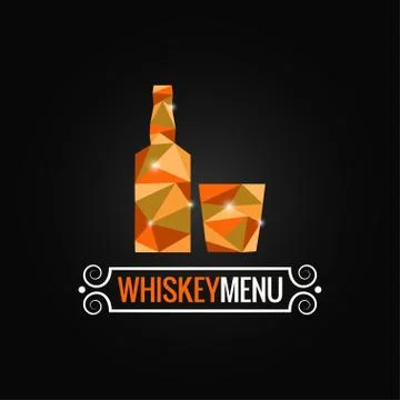 Whiskey bottle poly design background Stock Illustration