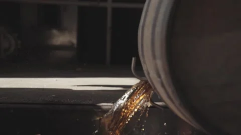 Whiskey Bourbon Barrels Being Dumped and Poured  Stock Footage 240028213