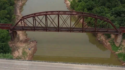 Whiskey Bridge over the Brazos River, Brazos County, Texas, USA Stock Footage 129219461