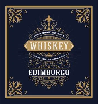 Whiskey card with old frame Stock Illustration