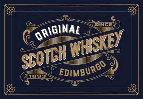 Whiskey card with old frame Stock Illustration