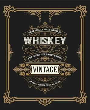 Whiskey card with old frame Stock Illustration