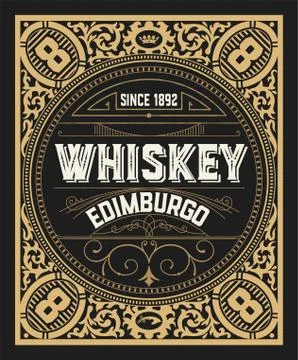 Whiskey card. Vertical design Stock Illustration