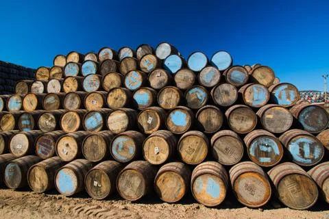 Whiskey casks mountain Stock Photos