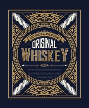 Whiskey design for label and packaging Illustrazione stock