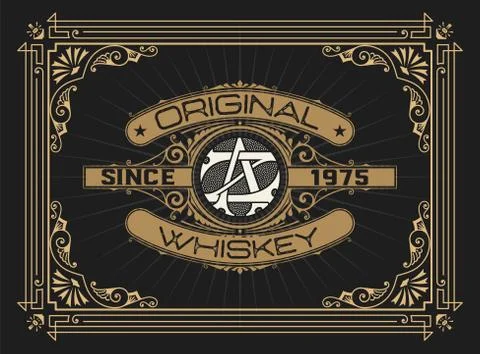 Whiskey design for label and packaging Stock Illustration