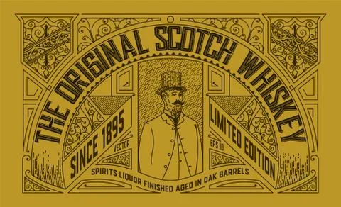 Whiskey design for label and packaging Stock Illustration