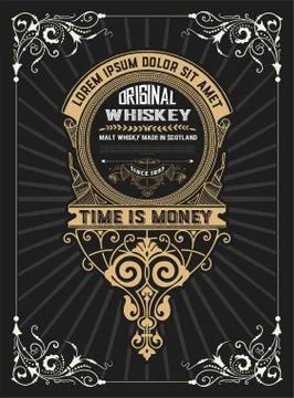 Whiskey design for label and packaging Stock Illustration