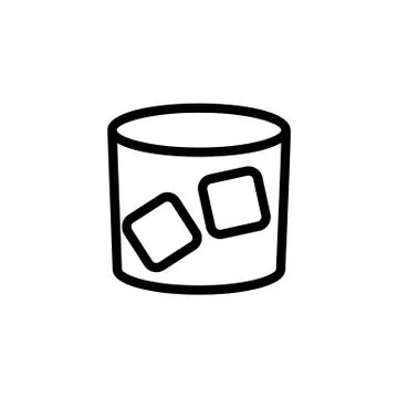 Whiskey with ice icon vector. Isolated contour symbol illustration 库存插图