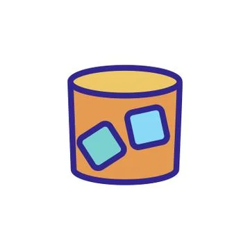 Whiskey with ice icon vector. Isolated contour symbol illustration Illustrazione stock