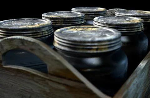 Whiskey Jars In A Crate 스톡 일러스트