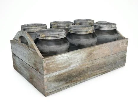 Whiskey Jars In A Crate Illustrazione stock