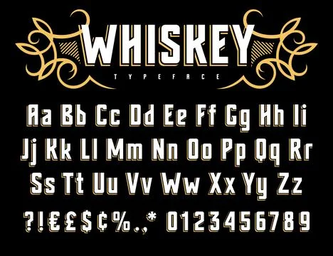Whiskey label font Stock Illustration