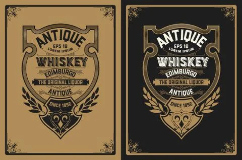 Whiskey label with old frame Stock Illustration