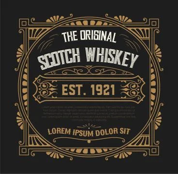 Whiskey label with old frame Stock Illustration
