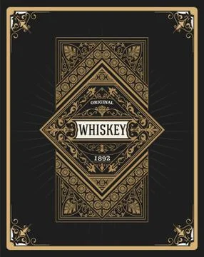Whiskey label with old frame Stock Illustration