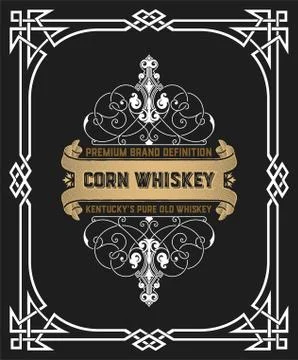 Whiskey label with old frame Stock Illustration