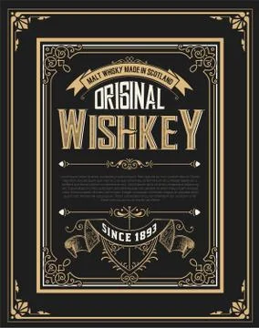 Whiskey label with old frames Stock Illustration