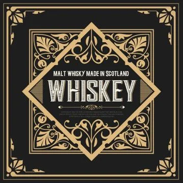 Whiskey label with old frames Stock Illustration