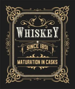 Whiskey label with old frames Stock Illustration