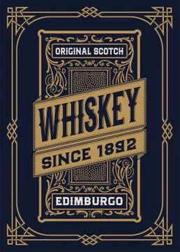 Whiskey label with old frames Stock Illustration