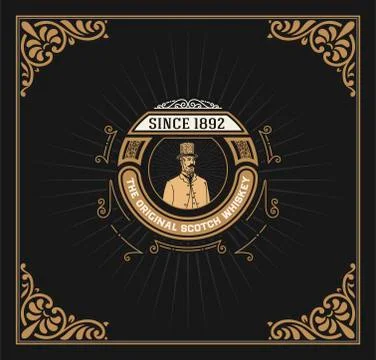 Whiskey label with old frames Stock Illustration