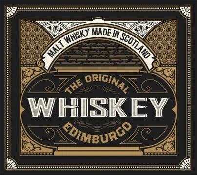 Whiskey label with old frames Stock Illustration