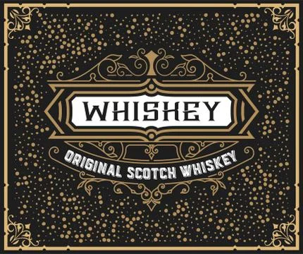Whiskey label with old frames Stock Illustration