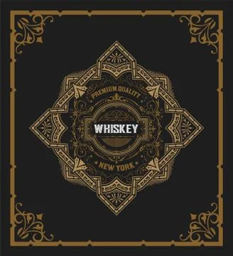 Whiskey label with old frames Stock Illustration