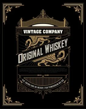 Whiskey label with old frames Stock Illustration
